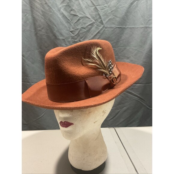 Vintage Bruno Capelo Australian Wool Fedora Brandy Brown - Picture 1 of 9